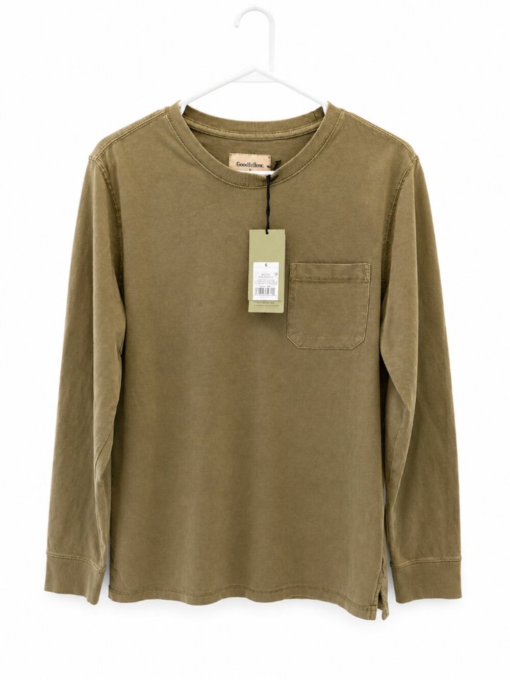 Goodfellow & Co Men's Long Sleeve Forest Green Pocket T-Shirt Size Small